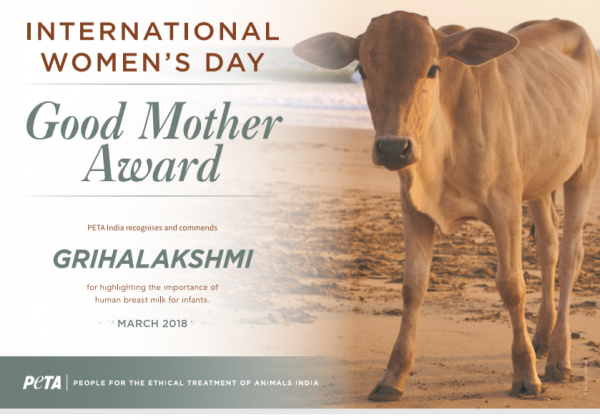 PETA India Honours ‘Grihalakshmi’ for Recognising Human Breast Milk as Optimal for Infants’ Health