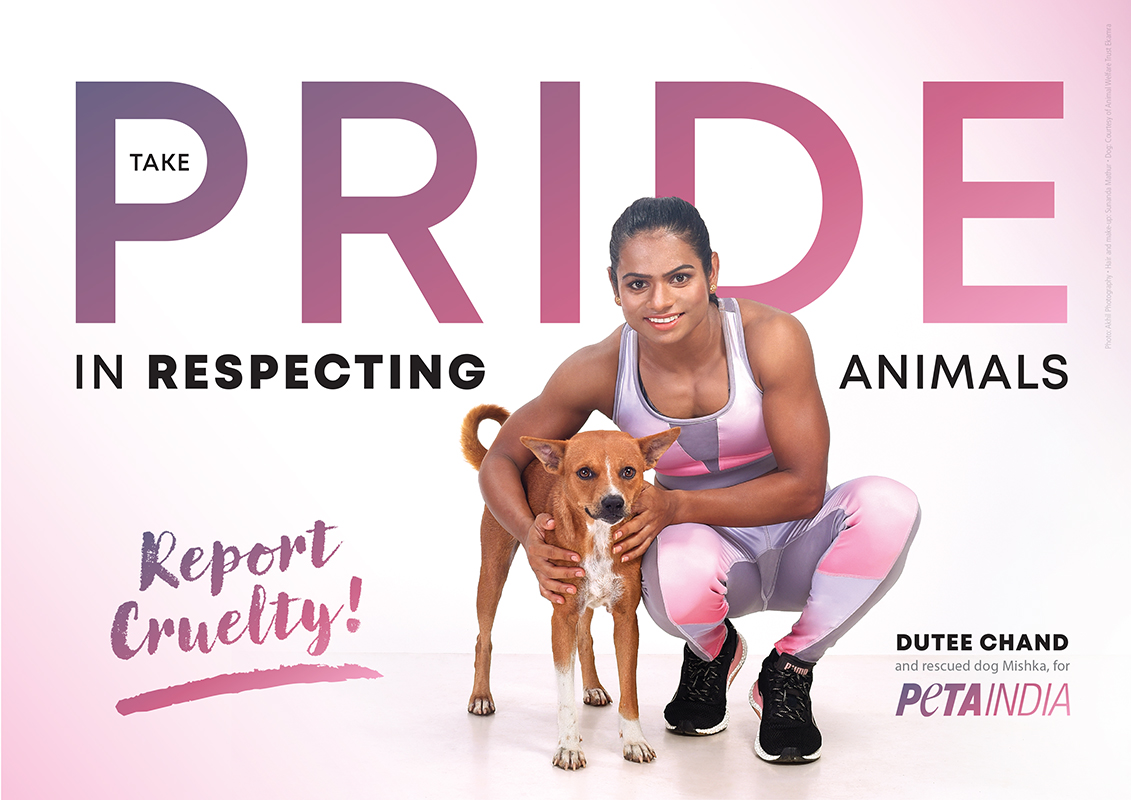 Sprinter Dutee Chand Stars in New PETA India Ad: 'Take Pride in Respecting Animals' - Blog - PETA India Sprinter Dutee Chand Stars in New PETA India Ad: 'Take Pride in Respecting Animals' - Blog - PETA India