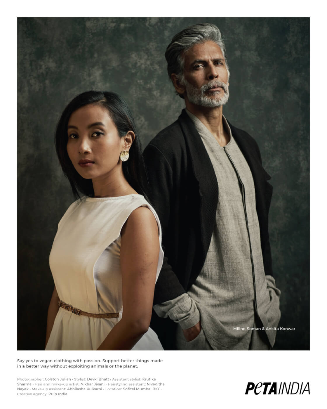 Milind Soman and Ankita Konwar Vegan Fashion Look book 2021 - Office Wear