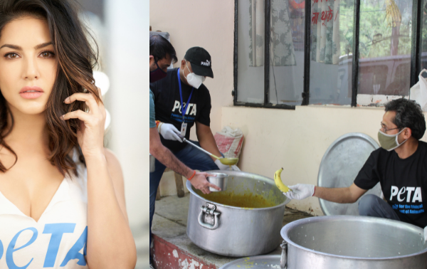 PETA इंडिया और सनि लिओनि ने दिल्ली के 10,000 प्रवासी मज़दूरों को वीगन भोजन का दान दिया