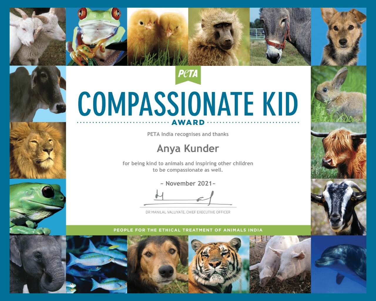Farah Khan Kunder's Daughter Anya Wins a 'Compassionate Kid Award' From PETA India - Blog - PETA India Farah Khan Kunder's Daughter Anya Wins a 'Compassionate Kid Award' From PETA India - Blog - PETA India