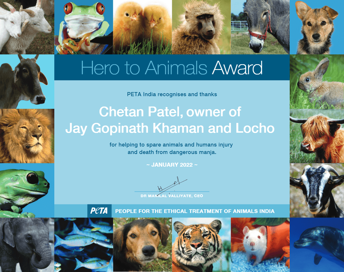 Surat Khaman Seller Nabs PETA India Award for Saving Birds - Blog - PETA India Surat Khaman Seller Nabs PETA India Award for Saving Birds - Blog - PETA India
