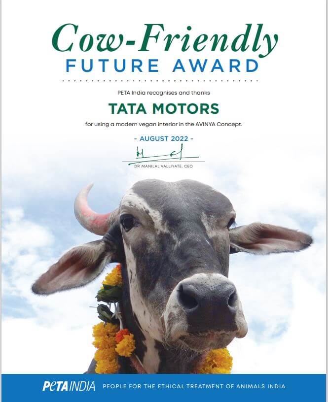 Tata Motors Nabs PETA India Award for Futuristic Vegan Interior Concept Car - Blog - PETA India Tata Motors Nabs PETA India Award for Futuristic Vegan Interior Concept Car - Blog - PETA India