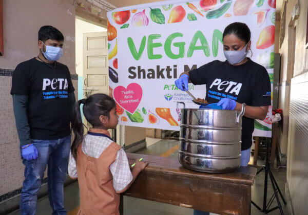 Hollywood’s Alicia Silverstone Treats Thousands of Mumbai Children to Super-Shakti Vegan Breakfasts and Feeds Community Animals for India’s National Youth Day