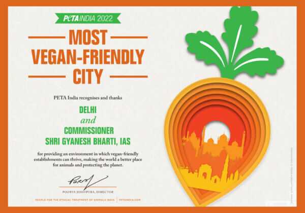 PETA इंडिया द्वारा दिल्ली को वर्ष 2022 की ‘सबसे वीगन-फ्रेंडली सिटी’ घोषित किया गया
