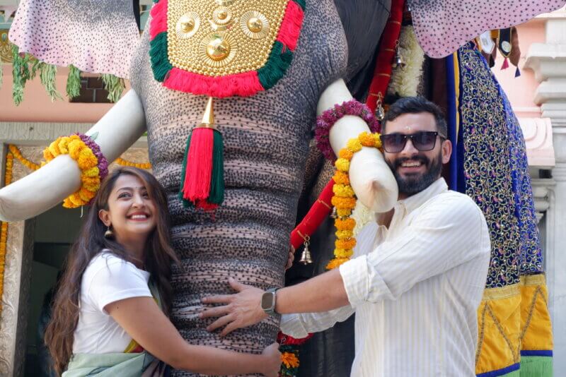 Actors Aindrita Ray and Diganth Manchale Join PETA India in Donating a Life-Size Mechanical Elephant to a Monastery