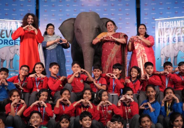 Varanasi Sunbeam Suncity School Visited by Asia’s First Empathy Building Animatronic Elephant ‘Ellie’, Voiced by Actor Dia Mirza, Courtesy of PETA India