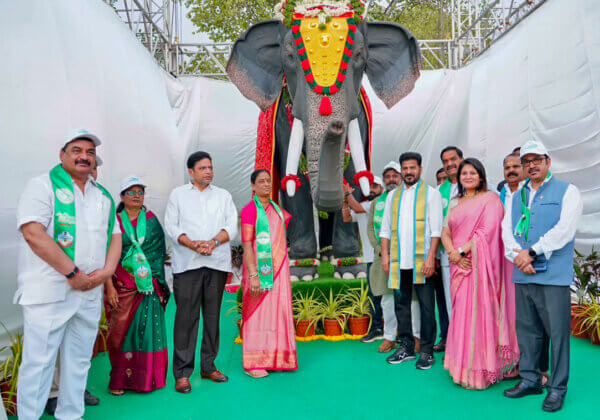 Telangana Chief Minister Revanth Reddy Welcomes Robotic Elephant Gifted to State by PETA India for Safe and Animal-Friendly Public Celebrations