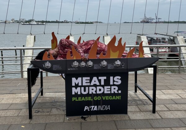 ‘Charred’ Human ‘Barbecued’ Ahead of World Meat Free Day.