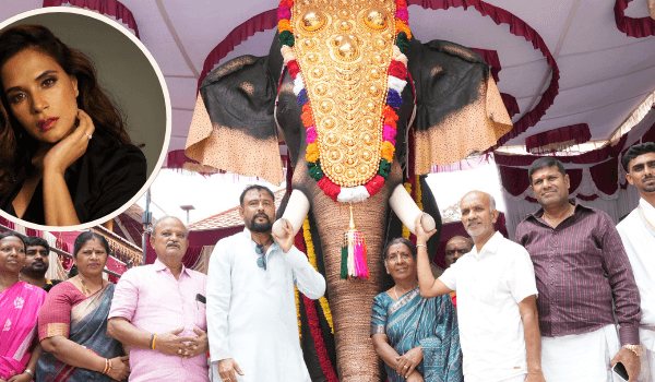 Actor Richa Chadha, PETA India and CUPA Gift Life-Size Mechanical Elephant to Shri Chayadevi Shri Shanaishwara Swamy Kshetra