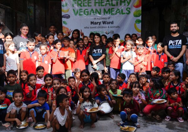 PETA India Serves 3000 Free Vegan Meals to Children and Others in Need in Delhi in Memory of Founder’s Late Mother
