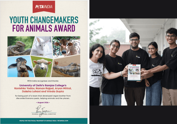 Delhi University Students Win PETA India Award for Turning Banana Peels into Leather to Save Cows & the Earth
